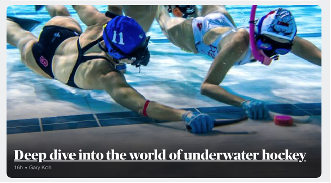 ESPN photo essay of underwater hockey players in a pool